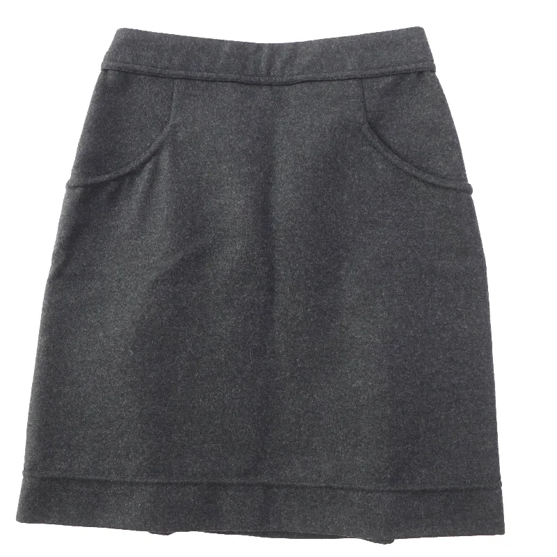 Chanel Wool Angora Skirt Dark Gray 36 relaxed fit skirt