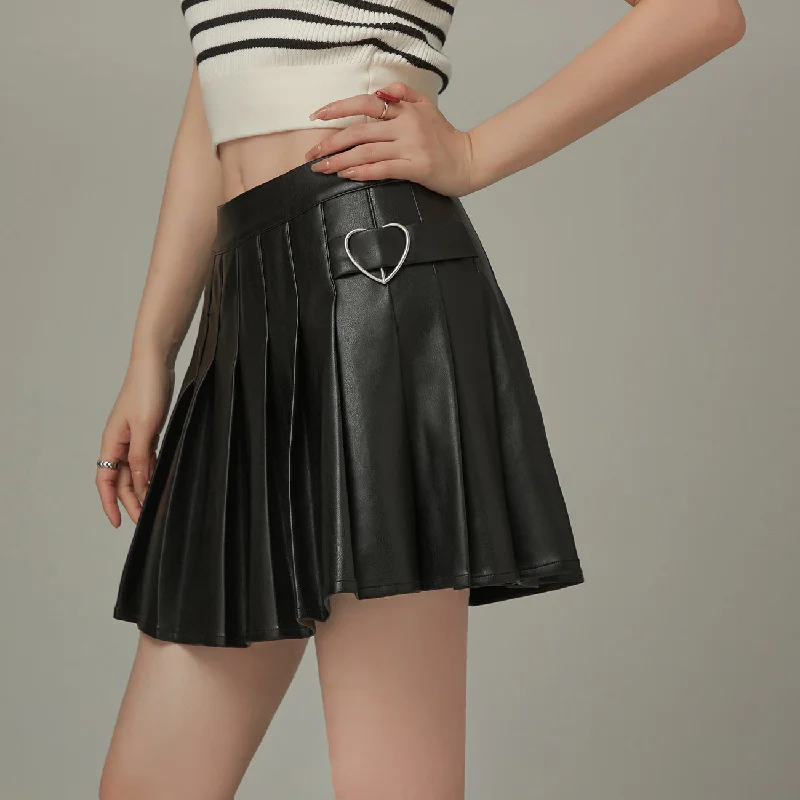 Leather Pleated Skirt leather skirt bold