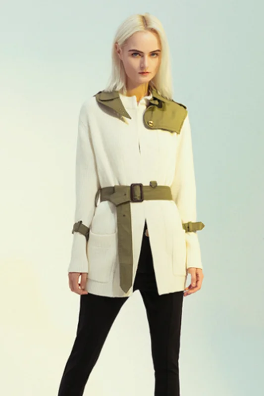 Double Take Round Neck Belted Knit Top Custom Knit Shirt
