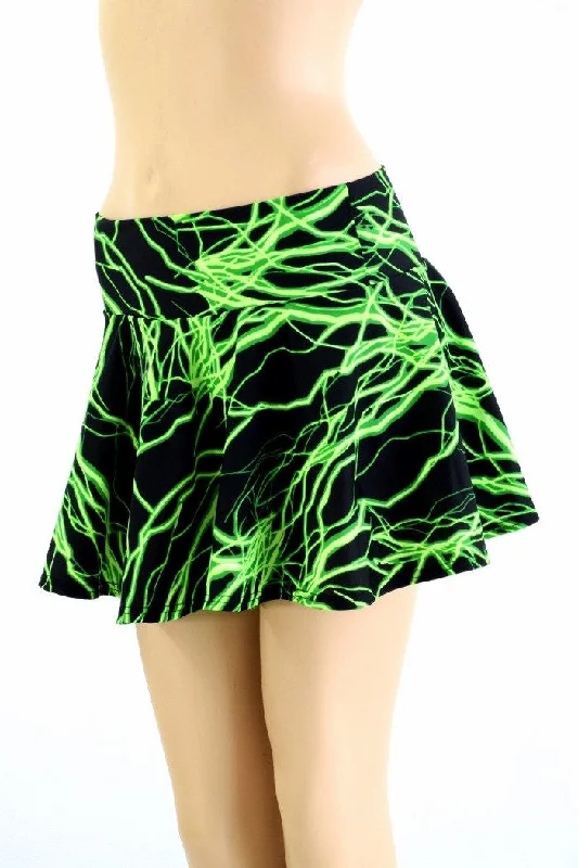 Green Lightning Mini Rave Skirt denim skirt durable