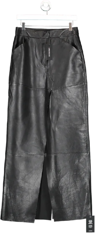 Lamarque Black Mariette Leather Maxi Skirt UK S athletic skirt fit