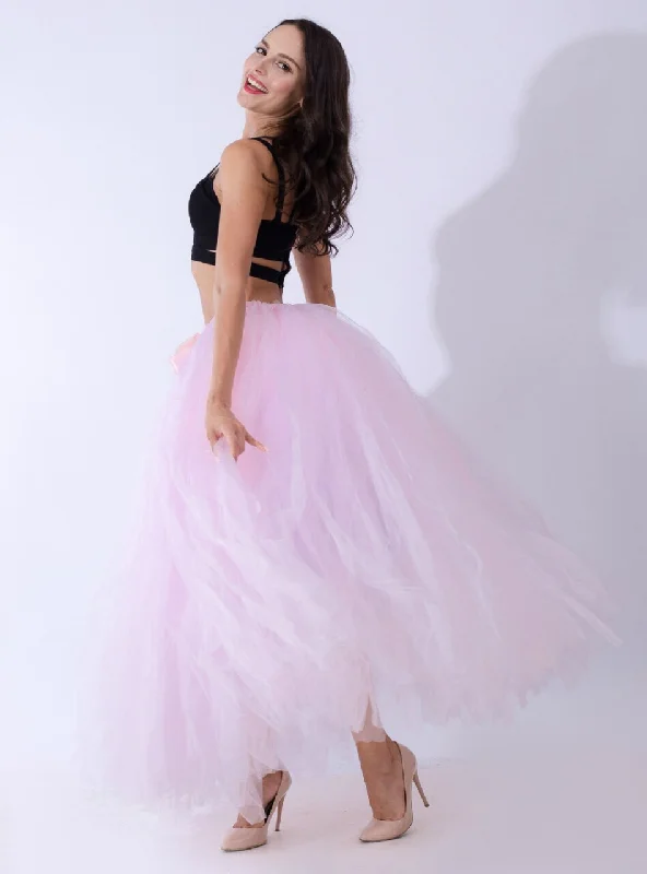 Light Pink Tulle Long Tutu Skirt maxi skirt elegant