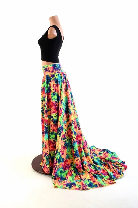 Long, High Waist Puddle Train Circle Cut Skirt cashmere skirt soft