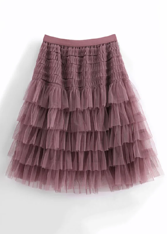 Loose Purple Wrinkled Elastic Waist Tulle Skirts tulle skirt dreamy