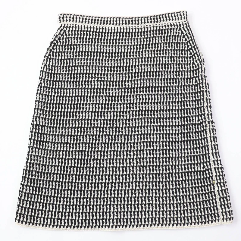 Louis Vuitton Cotton Knit Skirt Black Ivory M leather skirt refined