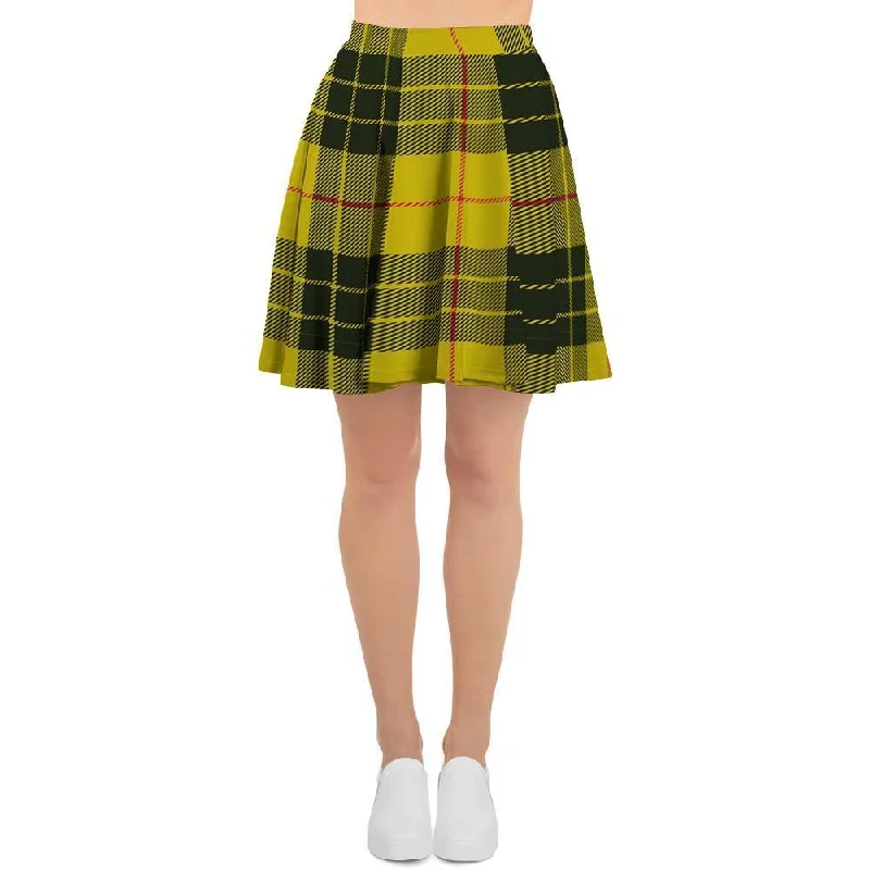 MacLeod Yellow Plaid Tartan Women's Skirt corduroy skirt textured