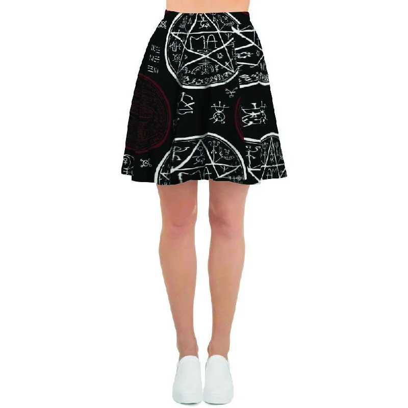 Magic Pentagram Gothic Witch Women's Skirt a-line skirt cut