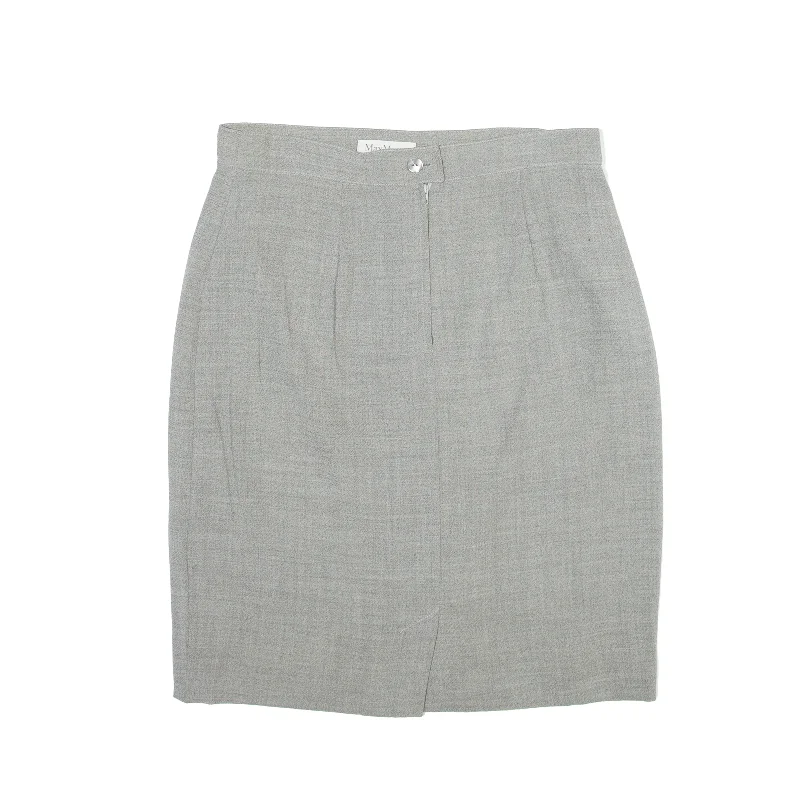 MAXMARA Knee Length Pencil Skirt Grey Wool Womens UK 14 linen skirt airy