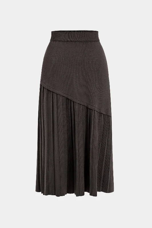 Knitted Pleated High Waist Skirt leather skirt modern