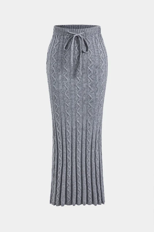 Knit Drawstring Tie-Up Skirt wool skirt warm