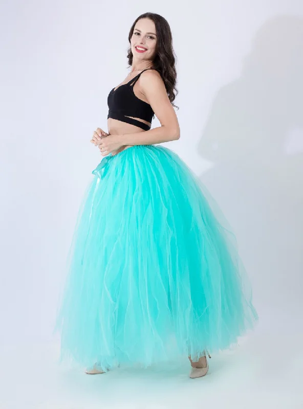 Mint Green Tulle Long Tutu Skirt wool skirt warm