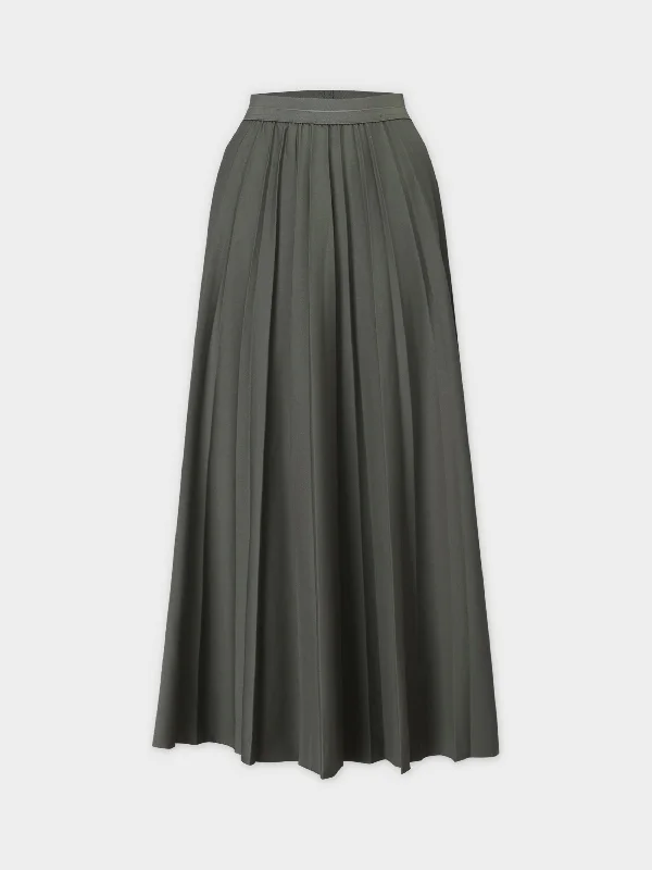 Pleated Skirt 37"-Clay asymmetrical skirt cut