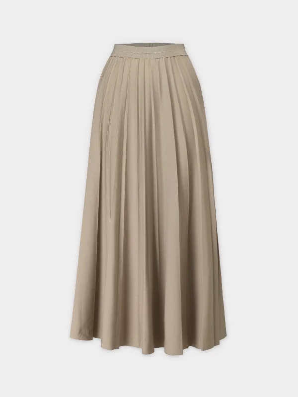 Pleated Skirt 37"-Medium Tan cashmere skirt fine