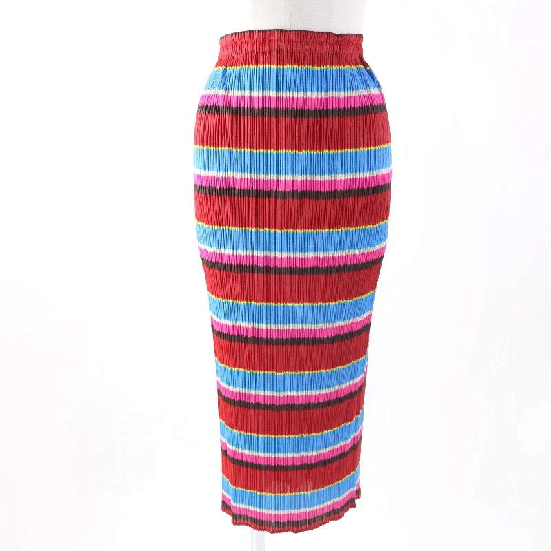 PLEATS PLEASE Multicolor Pleated Long Skirt corduroy skirt durable