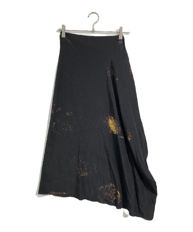 [Pre-owned] yohji yamamoto+noir Asymmetrical silk wrap skirt NQ-S10-901 leather skirt sleek