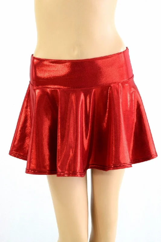 Red Metallic Mini Rave Skirt chiffon skirt delicate