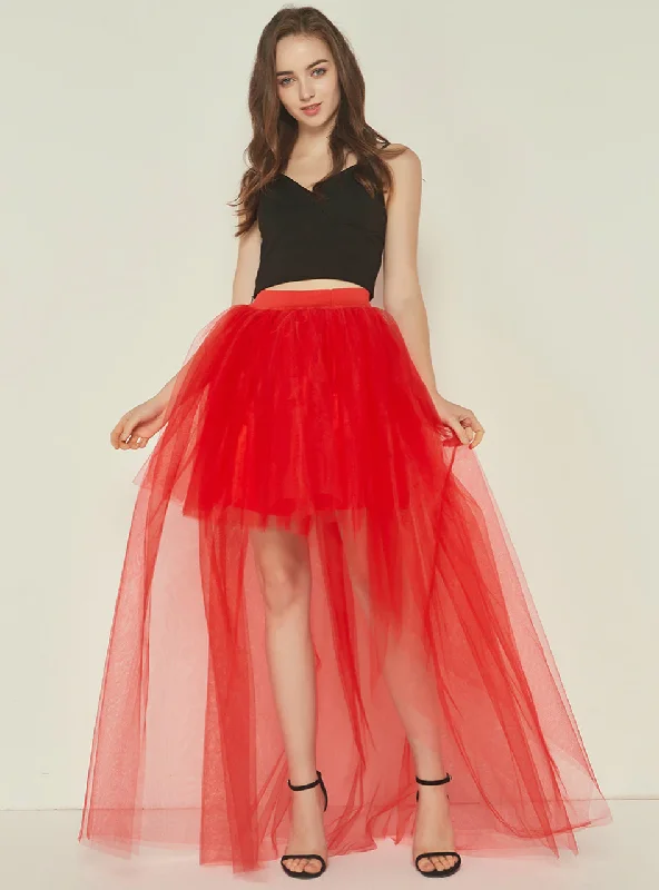 Red Swallowtail Gauze Hi Lo Tutu Skirt cashmere skirt soft