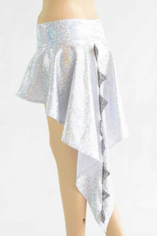 Silver on White Shattered Glass Dragon Tail Skirt tiered skirt playful