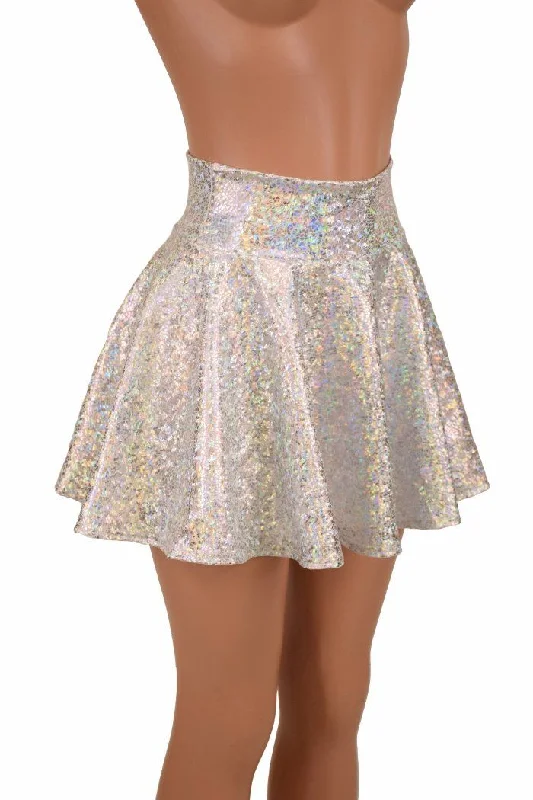 Silver on White Shattered Glass Rave Skirt corduroy skirt cozy