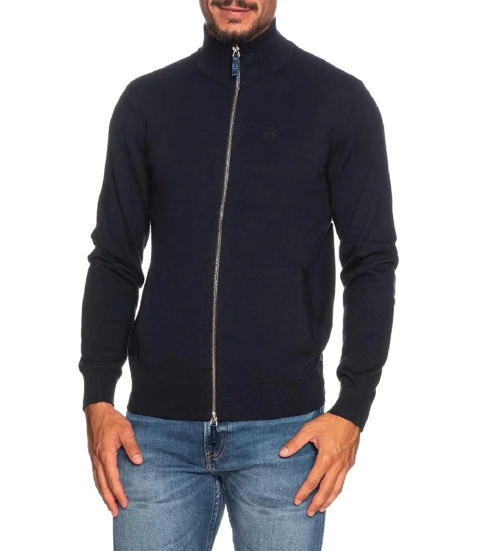 Cardigan blu Uomo lanaro con zip Fleece Cardigan Nylon Polyester