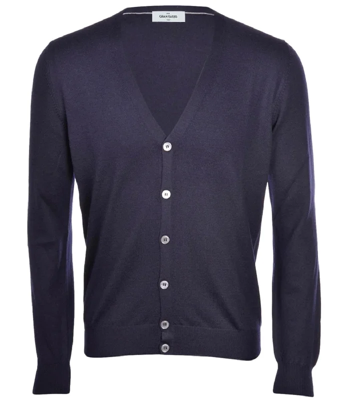 Cardigan blu uomo in lana extrafine Soft Cozy Warm