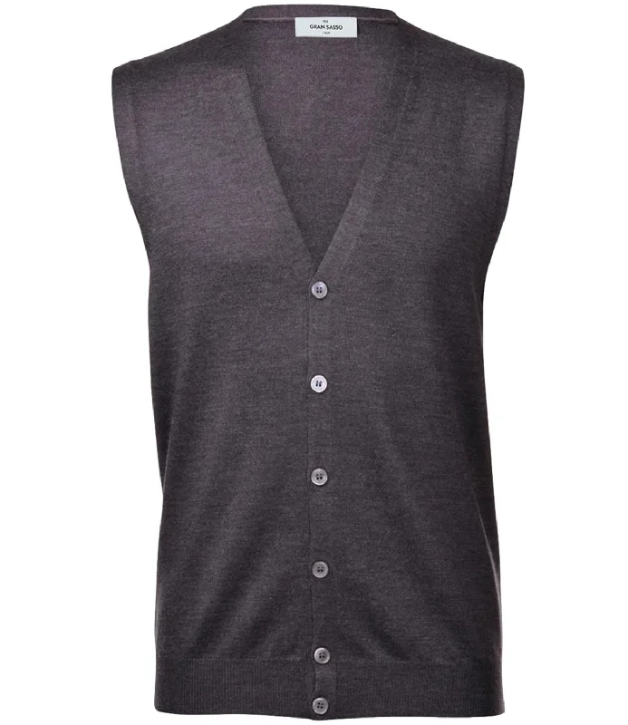 Gilet cardigan grigio in lana vergine extrafine Casual Formal Business