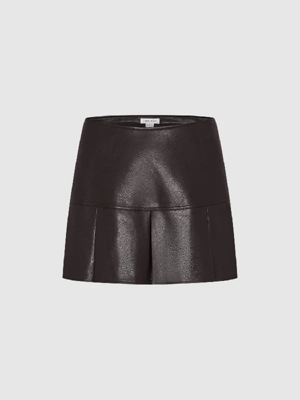 Vegan Leather Mini A-Line Skirt denim skirt casual