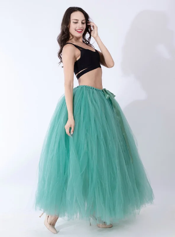 Women Light Green Tulle Puff Tutu Skirt wool skirt warm