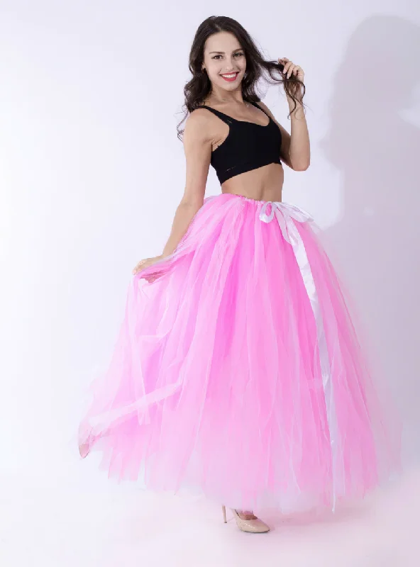 Women's Pink Tulle Long Tutu Skirt corduroy skirt cozy